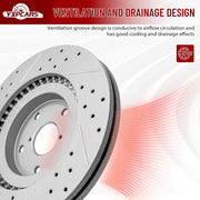 Front Drilled and Slotted Disc Brake Rotors Replacement for Subaru Legacy Outback 2020 2021 2022 2023/ Crosstrek 2024/ Forester 2019-2021/ Wrx 2022