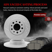 Ceramic Rear Brakes Pad and Rotors Drilled Slotted Solid Replacement Disc Brake Kits for Fiat 500X 2016 2017 2018 2019 2020 2021 2022 2023, for Dodge Hornet 2023 2024 2025 Gt/Gt Plus