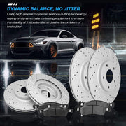 Front & Rear Brakes Rotors Brake Pads Kit for Ford Edge 2007,2008,2009,2010/Lincoln MKX 2007,2008,2009,2010-Premium Drilled and Slotted ROTORS, ASE Certified Mechanic Reviewed!