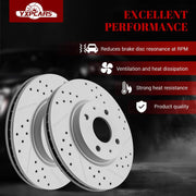 Ceramic Front Brakes Pad and Rotors Drilled Slotted Vented Replacement Disc Brake Kits for Ford Focus 2008 2009 2010 2011