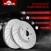 Ceramic Front Brakes Pad and Rotors Drilled Slotted Vented Replacement Disc Brake Kits for Toyota Mirai 2016-2019/ Corolla Im 2017-2018, for Scion Im 2016/ Tc 2011 2012 2013 2014 2015 2016