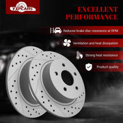 Ceramic Rear Brakes Pad and Rotors Drilled Slotted Solid Disc Brake Kits for Ford Transit Connect 2014 - 2017/ Escape 2013-2016/ C-Max 2013-2018