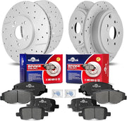 Front & Rear Drilled Slotted Rotors and Ceramic Disc Brake Pads Kit for Honda Pilot 2003 2004 2005 2006 2007 2008