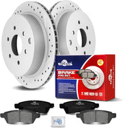 Ceramic Rear Brakes Pad and Rotors Drilled Slotted Vented Disc Brake Kits for Nissan Xterra 2005 2008 - 2015/ Frontier 2005-2023/ Equator 2009-2012