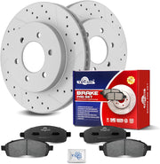 Ceramic Front Brakes Pad and Rotors Drilled Slotted Vented Replacement Disc Brake Kits for Ford F-150 2005-2008, for Lincoln Mark Lt 2006 2007 2008 4Wd 6 Lug