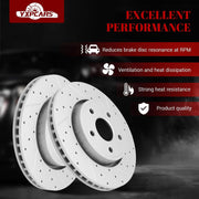 Front & Rear Drilled Slotted Rotors and Ceramic Disc Brake Pads Kit for Jeep Grand Cherokee 2005-2010 Excluding Str 8/ Commander 2006 2007 - 2010