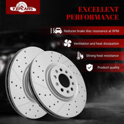 Ceramic Front Brakes Pad and Rotors Drilled Slotted Vented Disc Brake Kits for Chrysler 200 2015 - 2017 with 330.0 mm Rotor