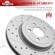 Ceramic Front Brakes Pad and Rotors Drilled Slotted Vented Replacement Disc Brake Kits for Dodge Challenger 2016 R/T, Challenger 2018 Sxt Plus, Challenger 2015-2017 Sxt with 345.0 mm