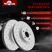Ceramic Front Brakes Pad and Rotors Drilled Slotted Vented Replacement Disc Brake Kits for Ford Escape 1.6L, Awd; 2.0L 2013 2014 2015 2016/ Escape 1.5L, Awd; 2.0L 2017 2018