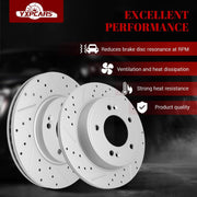 Front & Rear Drilled Slotted Rotors and Ceramic Disc Brake Pads Kit for Kia Soul 2014 - 2016