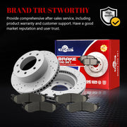 Front & Rear Drilled Slotted Rotors and Ceramic Disc Brake Pads Kit for Dodge Ram 1500 2006-2008 8 Lug Extended Crew Cab, for Dodge Ram 2500 2003-2008 (2Wd And 4Wd)