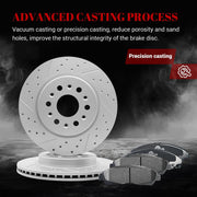 Front & Rear Drilled Slotted Rotors and Ceramic Disc Brake Pads Kit for Cadillac Xt5 2017-2020/ Xt6 2020, for Buick Enclave 2018 2019 2020 with 345.0 mm Front Rotor