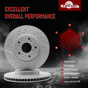 Front Drilled and Slotted Disc Brake Rotors Replacement for Honda Accord 2013 2014 2015 2016 2017 2018 2019 2020 2021 2022/ (Civic 2015 Ex; Sedan)
