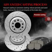 Front & Rear Drilled Slotted Rotors and Ceramic Disc Brake Pads Kit for Volkswagen Atlas Cross Sport 2020-2022/ Atlas 2018 2019 2020 2021 2022