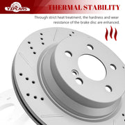 Ceramic Rear Brakes Pad and Rotors Drilled Slotted Vented Replacement Disc Brake Kits for Mercedes-Benz Glk250 2013-2015/ Glk350 2010 2011 2012-2015/ E350 2013-2014 Coupe & Convertible