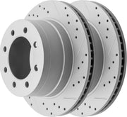 Rear Drilled and Slotted Disc Brake Rotors for Dodge Ram 1500 2006-2008 8 Lug Extended Crew Cab (2Wd or 4Wd)