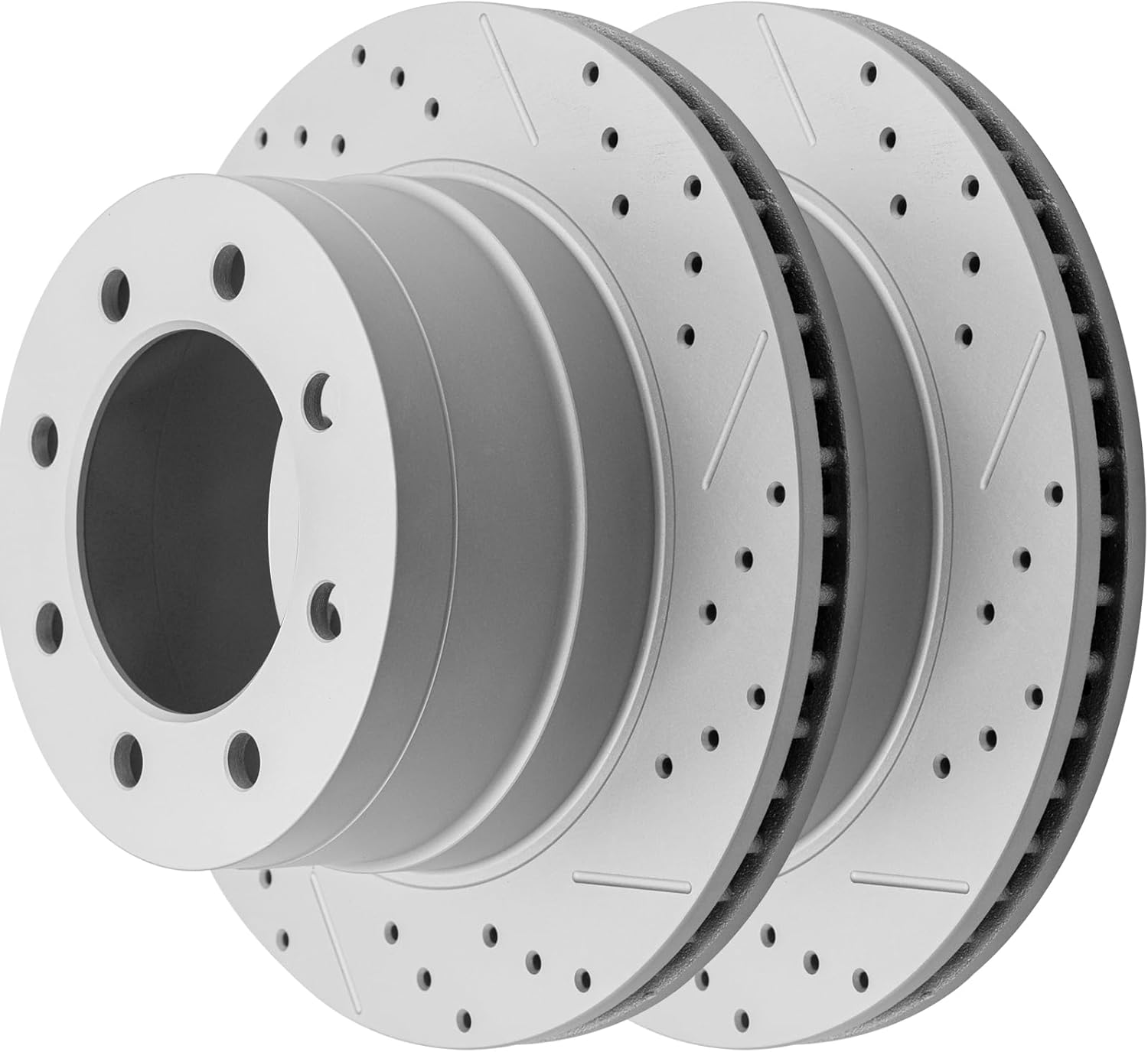Rear Drilled and Slotted Disc Brake Rotors for Dodge Ram 3500 2003-2008 Srw or Drw Models (2Wd or 4Wd)