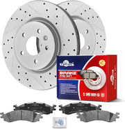 Ceramic Front Brakes Pad and Rotors Drilled Slotted Vented Replacement Disc Brake Kits for Ford Taurus 2010 2011 2012 With Performance Pkg
