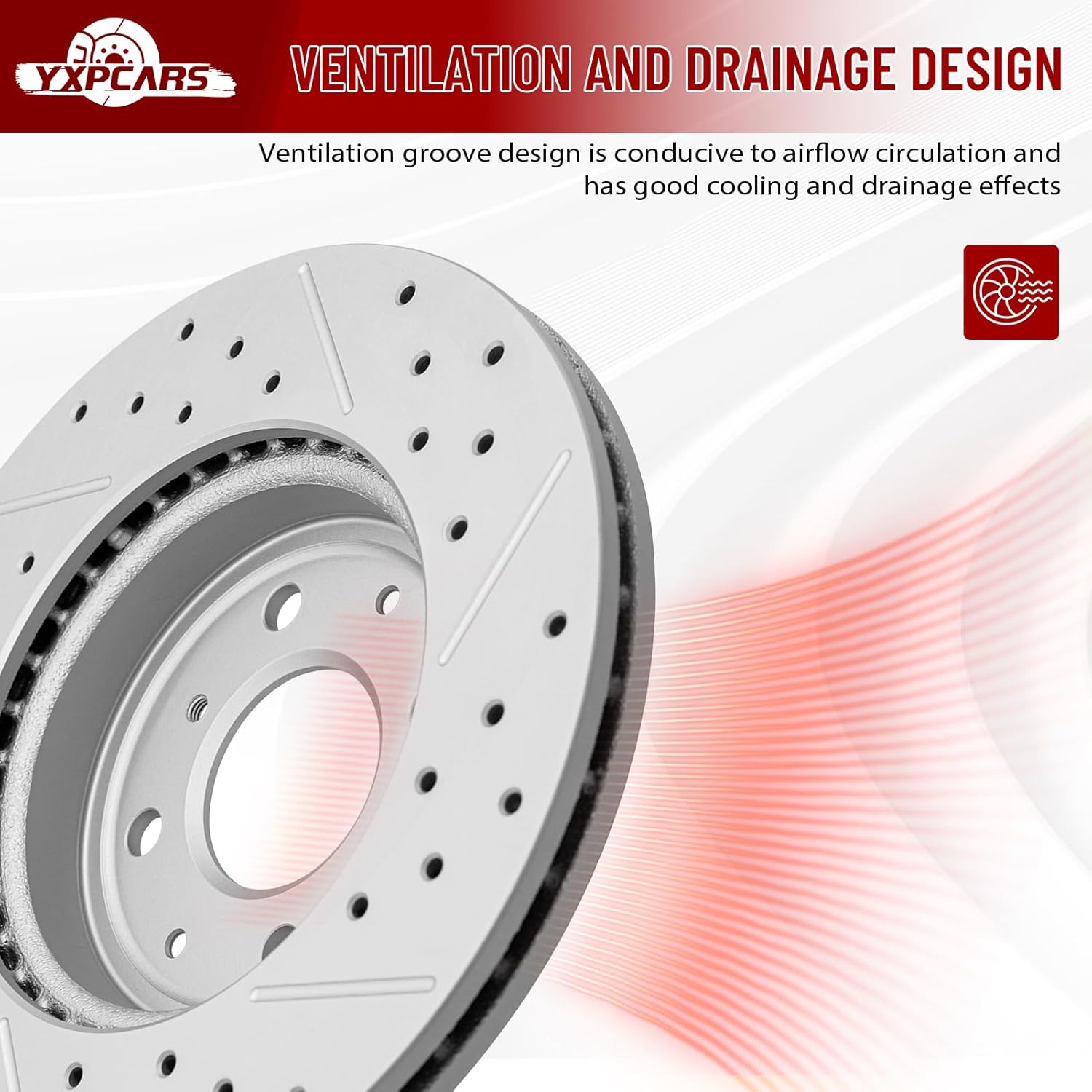Front Drilled and Slotted Disc Brake Rotors Replacement for Nissan March 2012-2017/ Micra 2015 2016 2017 2018 2019/ Note 2014-2017/ Tiida 2012/ Versa 2012 1.6L/ Versa Note 2014-2019/ Versa 2013-2019