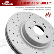 Ceramic Front Brakes Pad and Rotors Drilled Slotted Vented Replacement Disc Brake Kits for Mercedes-Benz Cls500 2006/ Cls550 2007 2008 2009 2010 2011/ E550 2007-2009 Rwd Except Sport Package