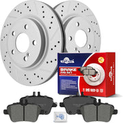 Ceramic Rear Brakes Pad and Rotors Drilled Slotted Solid Disc Brake Kits for Infiniti Qx30 2018-2019, for Mercedes-Benz B Electric Drive B250E Gla250/ Cla250 2014-2019