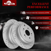 Ceramic Rear Brakes Pad and Rotors Drilled Slotted Solid Disc Brake Kits for Honda Cr-V 2005-2016, for Acura Rdx 2010 - 2012 FWD/Rdx 2013 - 2018