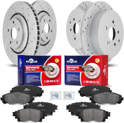 Front & Rear Drilled Slotted Rotors and Ceramic Disc Brake Pads Kit for for Lexus Rx350 Rx450H 2010-2015, for Toyota Highlander 2014-2019/ Sienna 2011 - 2018 2019 2020