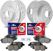 Front & Rear Drilled Slotted Rotors and Ceramic Disc Brake Pads Kit for Nissan Altima 2007 2008 2009 2010 2011 2012 2013 (2009 2013 Coupe)