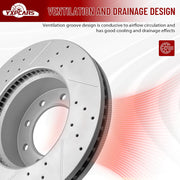 Front Drilled and Slotted Disc Brake Rotors for Dodge Ram 2500 3500 2009-2010, for Ram 1500 2012 Tradesman Hd 8 Lug, for Ram 2500 3500 2011-2025