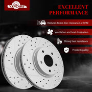 Ceramic Front Brakes Pad and Rotors Drilled Slotted Vented Disc Brake Kits for Mazda 6 2014-2018