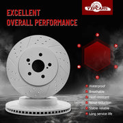 Front Drilled and Slotted Disc Brake Rotors for Toyota Corolla 2019-2022 2.0L/ Corolla 2020-2022 1.8L L4/ Corolla 2023-2025/ Prius Prime 2020-2022