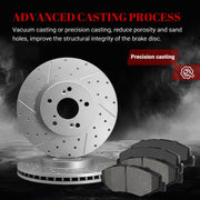 Ceramic Front Brakes Pad and Rotors Drilled Slotted Vented Replacement Disc Brake Kits for Honda Pilot 2003 2004 2005 2006 2007 2008