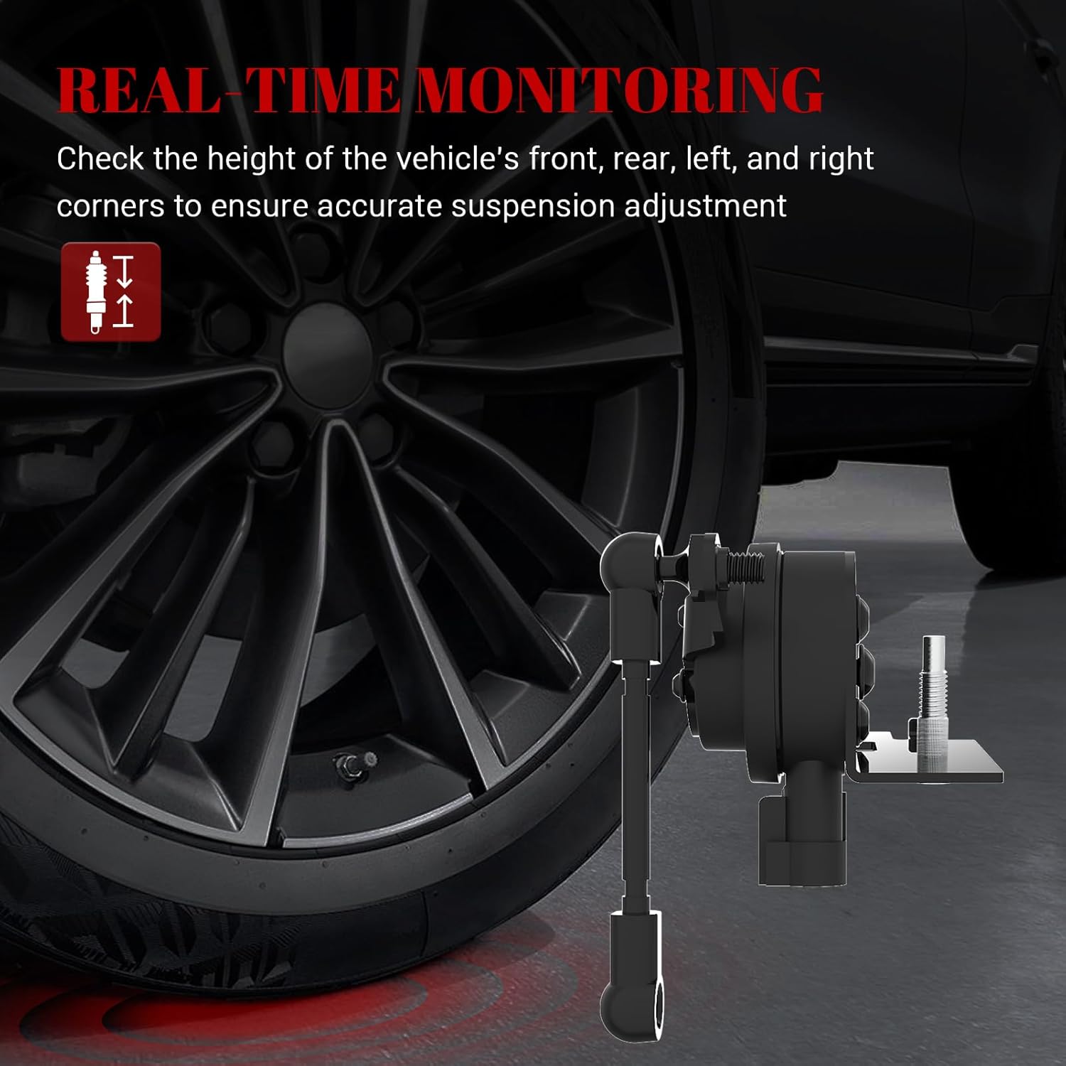 Air Suspension Front Right Height Sensors, Ride Headlight Level Sensor for Chevy Corvette 2014 2015 2016 2017 2018 2019 V8 6.2L Parts# 23110568