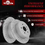 Ceramic Rear Brakes Pad and Rotors Drilled Slotted Solid Disc Brake Kits for Toyota Highlander 2008 - 2013