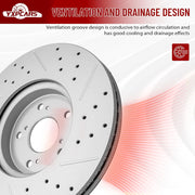 Front Drilled and Slotted Disc Brake Rotors Replacement for Acura Integra 2023 (Integra 2024-2025 A-Spec, Base, Elite A-Spec), for Honda Accord Civic Cr-V Hr-V