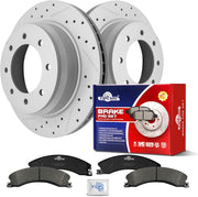 Ceramic Rear Brakes Pad and Rotors Drilled Slotted Vented Replacement Disc Brake Kits for Nissan Nv1500 Nv2500 Nv3500 2012 2013 2014 2015 2016 2017 2018 2019 2020 2021