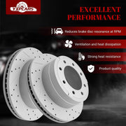 Ceramic Rear Brakes Pad and Rotors Drilled Slotted Vented Replacement Disc Brake Kits for Ford F-350 Super Duty Standard Cab Pickup/Extended Cab Pickup/Crew Cab Pickup 2015-2016 with Single Rear Wheel