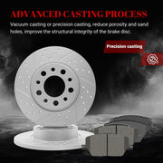 Front & Rear Drilled Slotted Rotors and Ceramic Disc Brake Pads Kit for Fiat 500X 2016-2020, for Jeep Renegade 2015-2022