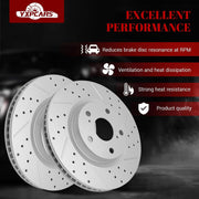 Front & Rear Drilled Slotted Rotors and Ceramic Disc Brake Pads Kit for Lexus Es350 2007-2012, for Toyota Avalon 2008 2009 2010 2011 2012/ Camry 2007-2011