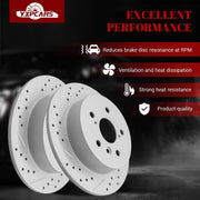 Ceramic Rear Brakes Pad and Rotors Drilled Slotted Solid Replacement Disc Brake Kits for Toyota Camry 2018 2019 2020 2021 2022 2023 Without Electric Park Brake