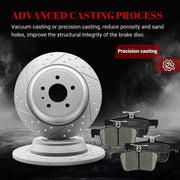Ceramic Rear Brakes Pad and Rotors Drilled Slotted Solid Disc Brake Kits for Ford Escape 2017 - 2019/ Fusion 2013-2019, for Lincoln Mkc 2015-2019/ Mkz 2013 - 2016 Gas