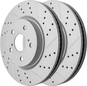 Front Drilled and Slotted Disc Brake Rotors for Lexus UX250H 2019 2020 2021 2022 2023 2024/ ES250 2021-2025/ ES300H ES350 2019-2025/ UX200 2019-2022/ UX300H 2025, for Toyota Corolla Cross 2022-2025