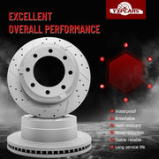 Rear Drilled and Slotted Disc Brake Rotors for Ford F-250 Super Duty 2013-2022/ F-350 Super Duty 2013-2014 2016-2022 SRW/ (F-350 Super Duty 2015 SRW Exc. Cab & Chassis)