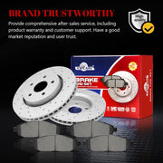 Ceramic Front Brakes Pad and Rotors Drilled Slotted Vented Replacement Disc Brake Kits for Jeep Commander 2006 2007 2008 2009 2010/ Grand Cherokee 2005-2010 Excludes Srt-8