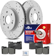 Ceramic Front Brakes Pad and Rotors Drilled Slotted Vented Disc Brake Kits for Escalade Esv, for Silverado 1500 Ltd/Suburban, for Sierra 1500 Limited/Yukon Xl w/ 4 Piston Front Caliper