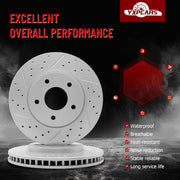 Front Drilled and Slotted Disc Brake Rotors Replacement for Chevy City Express 2015 2016 2017 2018, for Nissan Nv200 2013-2021/ Leaf 2011 2012 2013 2014 2018 2019 2020 2021 2022 2023