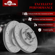 Ceramic Front Brakes Pad and Rotors Drilled Slotted Vented Replacement Disc Brake Kits for Lincoln Mark Lt 2006 2007 2008 2 Wheel Drive - 6 Lug