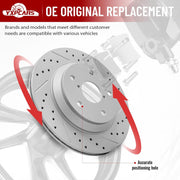 Front Drilled and Slotted Disc Brake Rotors Replacement for Nissan Rogue 2008 2009 2010 2011 2012 2013/ Rogue Select 2014-2015/ Sentra 2007-2012 Se-R