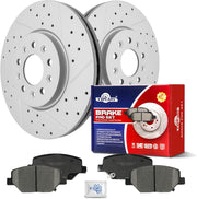 Ceramic Front Brakes Pad and Rotors Drilled Slotted Vented Disc Brake Kits for Buick Envision 2016-2018/ Lacrosse 2017-2019/ Regal Sportback Tourx 2018-2020, Equinox 2018-2020, Terrain 2018-2021