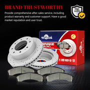 Front & Rear Drilled Slotted Rotors and Ceramic Disc Brake Pads Kit for Chevry Silverado (2500/3500) Hd 2011-2019/ Suburban 3500 Hd 2016-2018, for Gmc Sierra (2500/3500) Hd 2011-2019